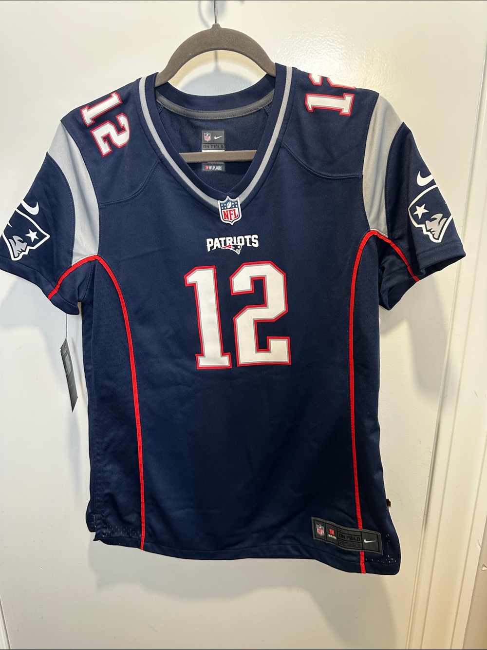Nike Navy New England Patriots #12 Jersey with Red & White Accents (56)